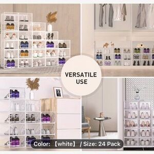 Versatile White Shoe Storage Organizer - 24 pieces